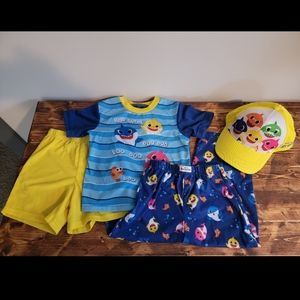 Toddler Boys Baby Shark Pajama and Hat Bundle